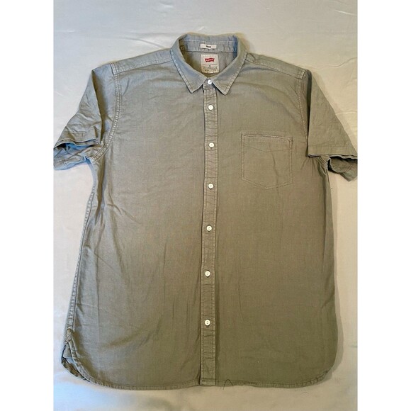 Levi Shirt Men Size XL Gray Short Sleeve Stretch Button Up - Picture 1 of 8